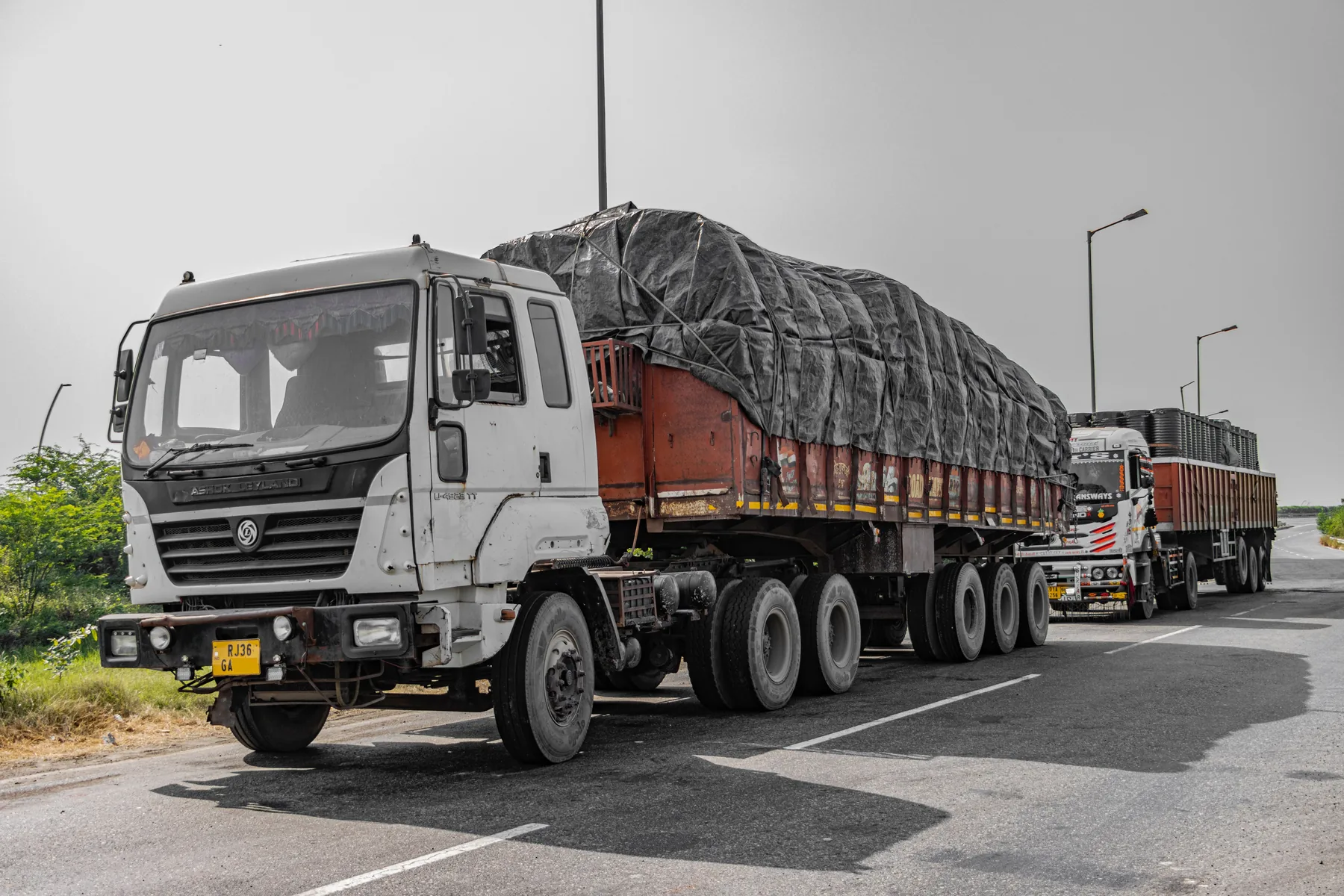 Cargo trucks on Indian highway